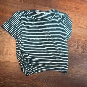 Altar'd State Teal and White Striped Crop Top